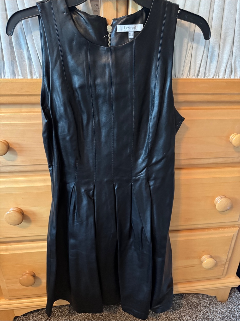 Lucy Paris Black Faux Leather Midi Dress